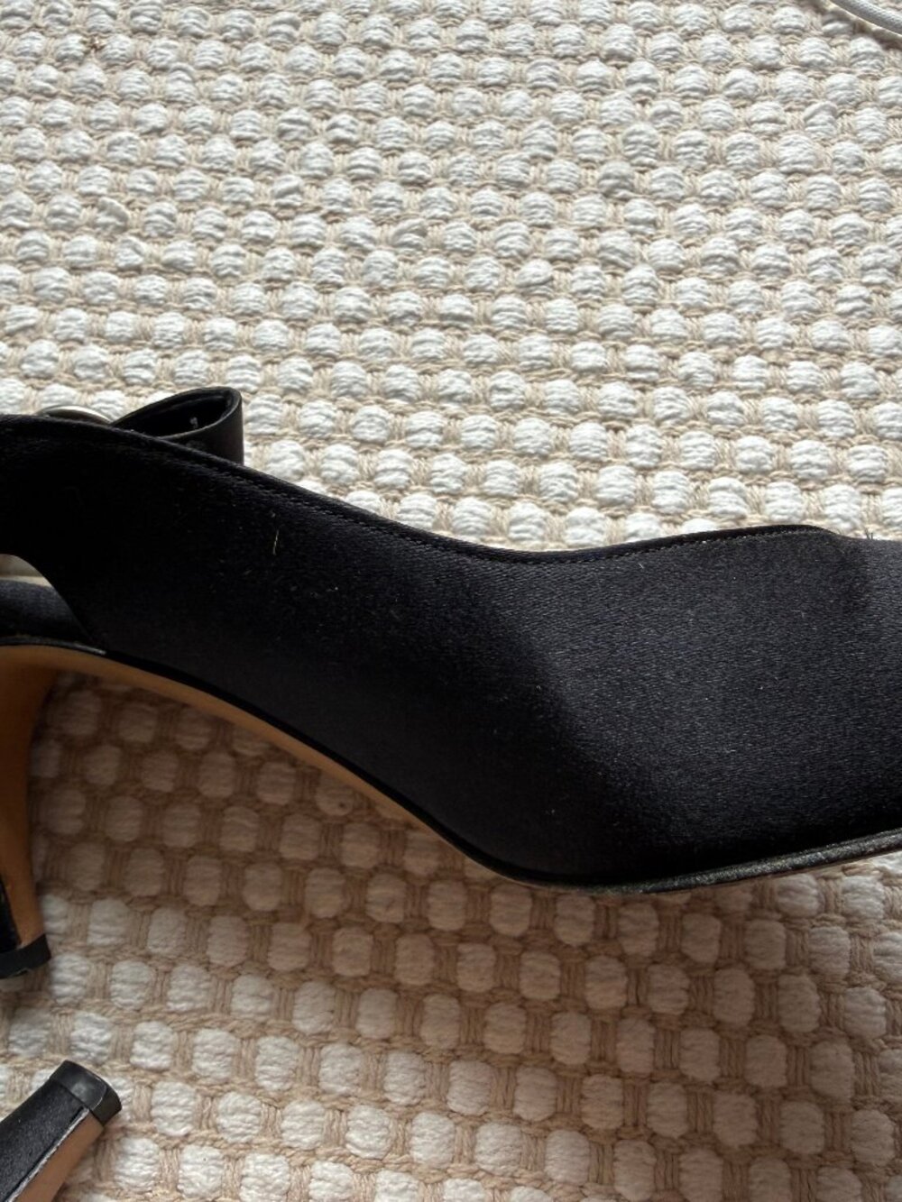 Ferragamo | Black Satin Slingback Heels Bow Pumps Classic Formal - Picture 13 of 15